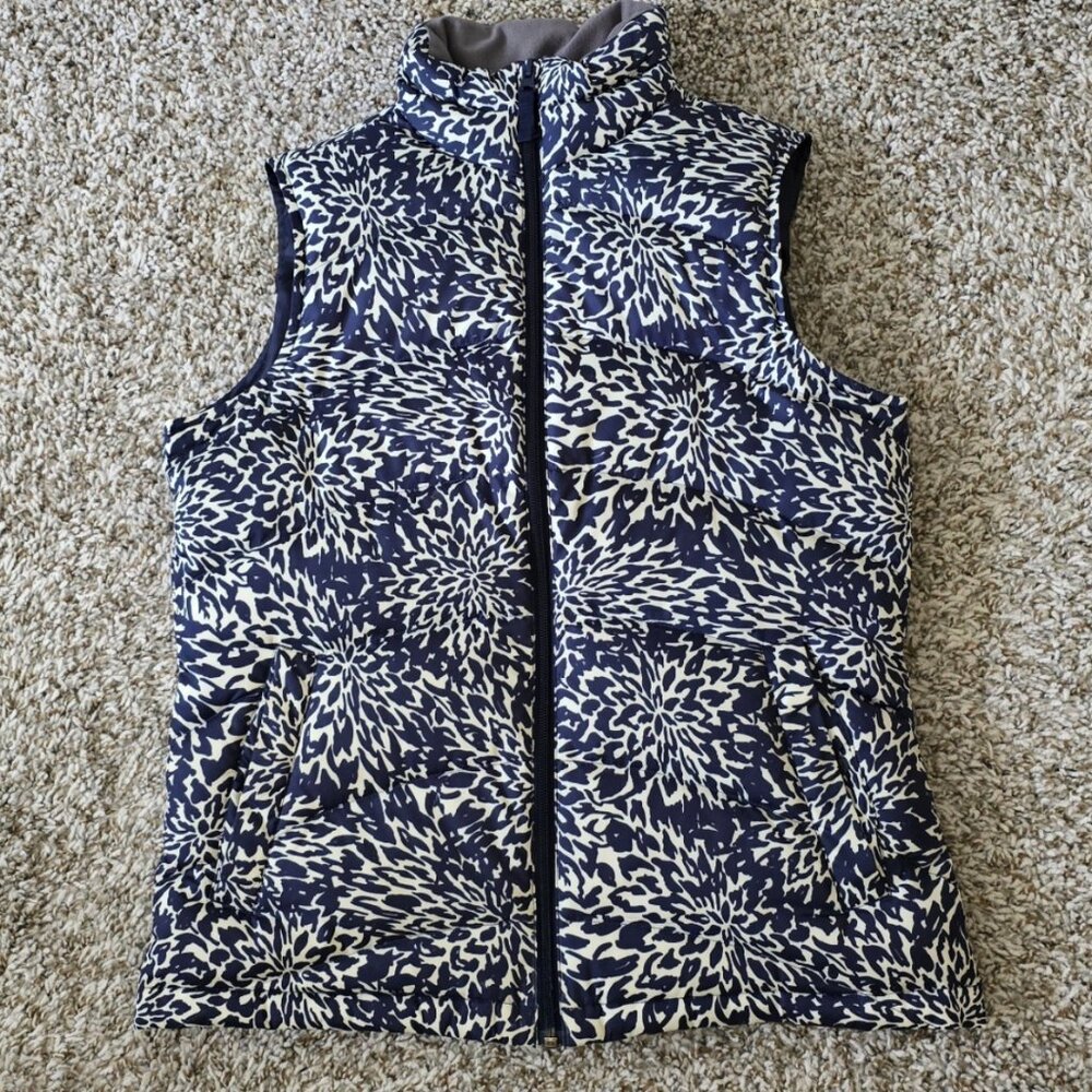 Land's End Blue & White Down Puffer Vest – Size X-Small
